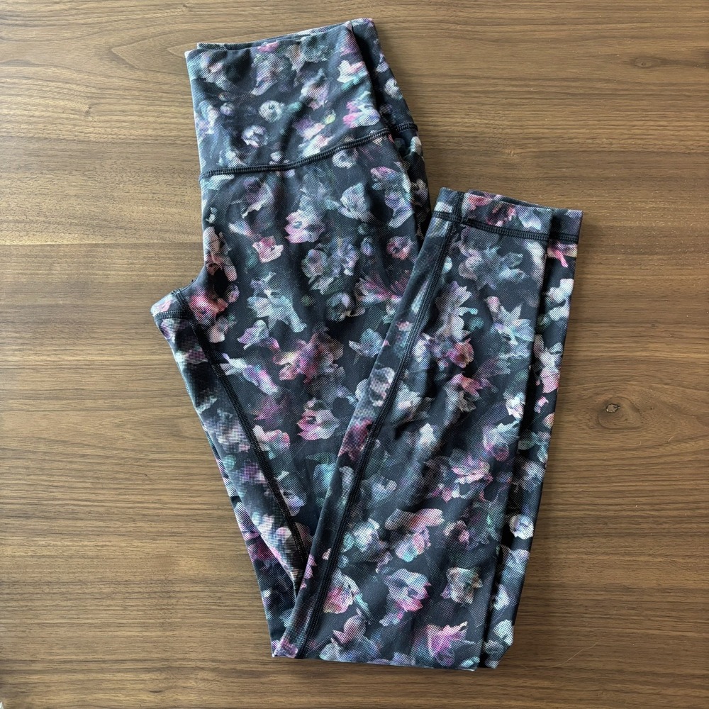 Lululemon High Rise Floral Leggings Multi Color Yoga Athletic Tights Size 6